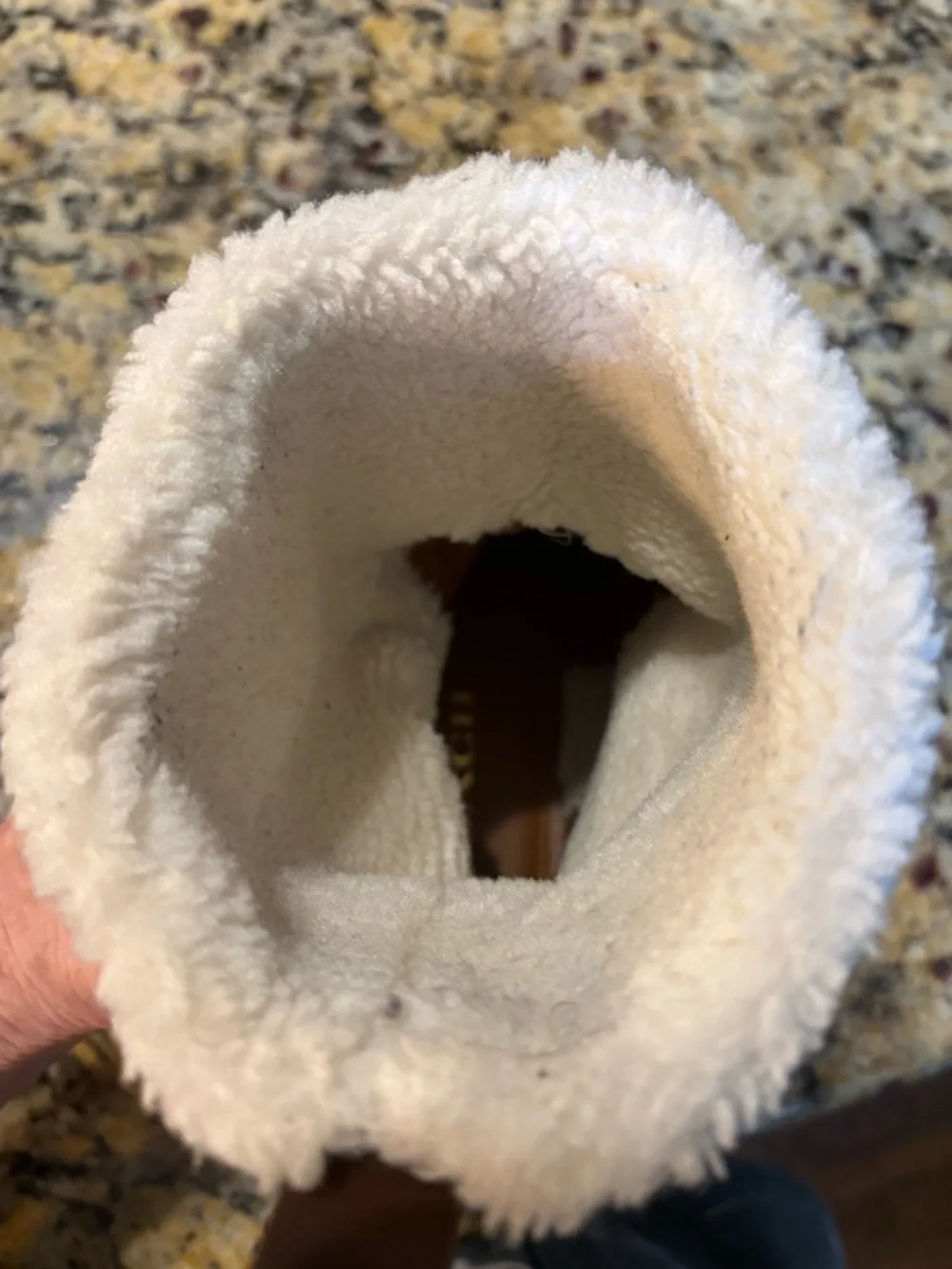 Coach Brown Logo-Panel Leather Platform Boots with Cream Shearling Cuff sz 8 - Picture 9 of 12